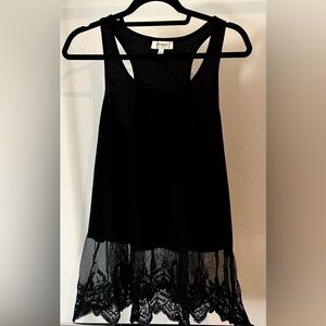 Black Sleeveless Top with Sheer Lace Hem